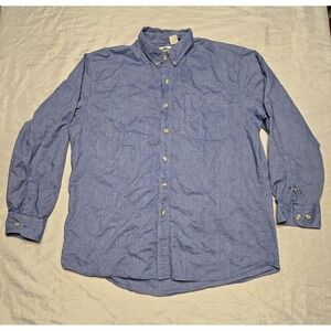 Vtg‎ Rods Western 100% Cotton Denim Mens Button Up Shirt 2XL Cowboy Rodeo